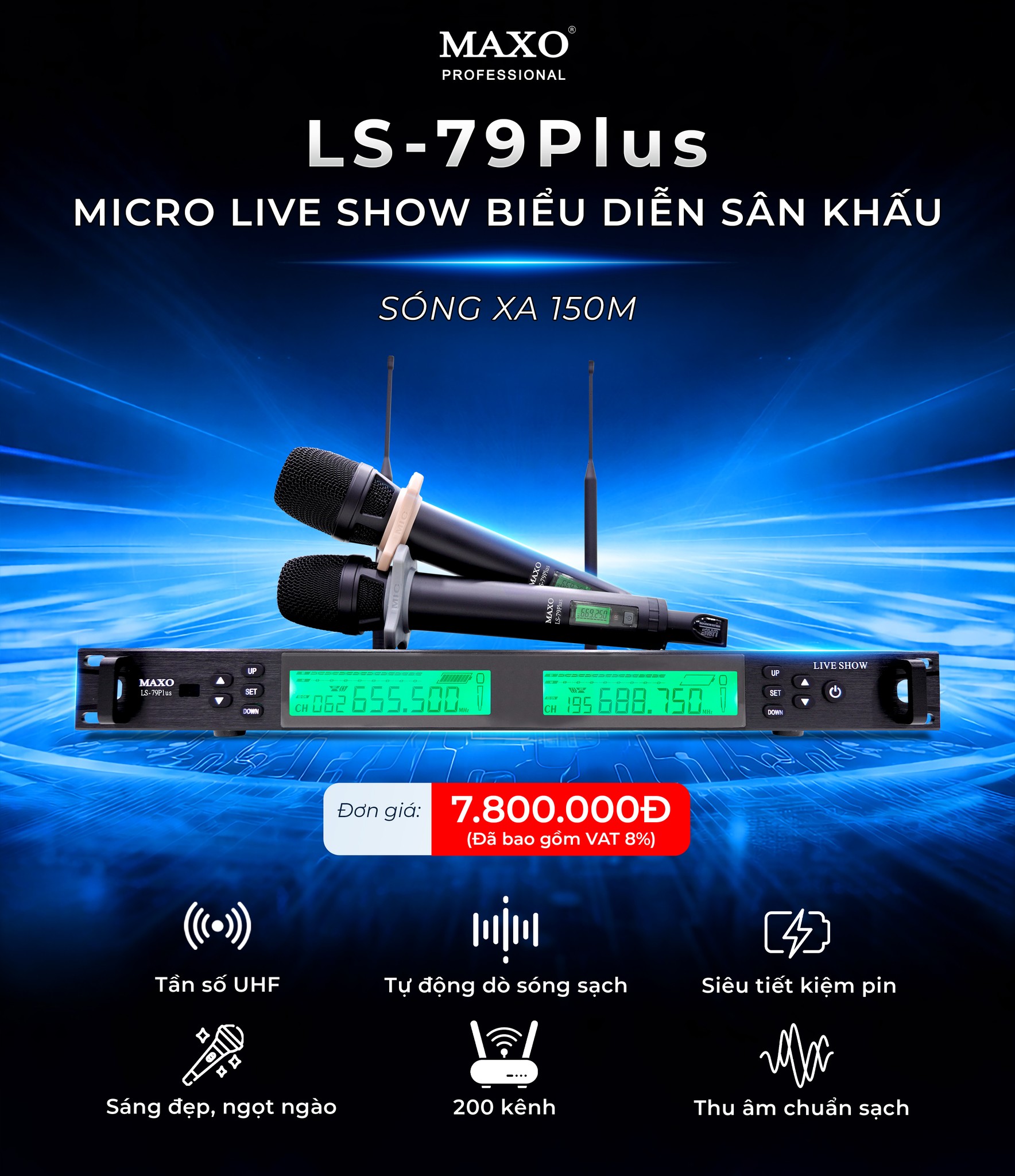 Micro Liveshow không dây cao cấp LS-79Plus chuyên dành cho sân khấu chuyên nghiệp!